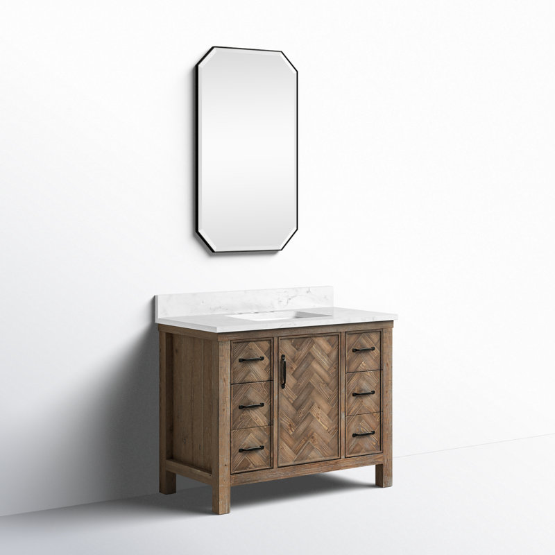 Ensemble de meuble-lavabo simple 42 po avec miroir Javier, Gris antique