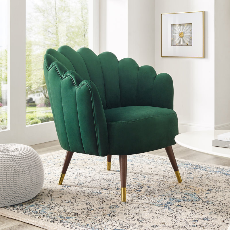 Upholstered Barrel Chair, Emerald Green