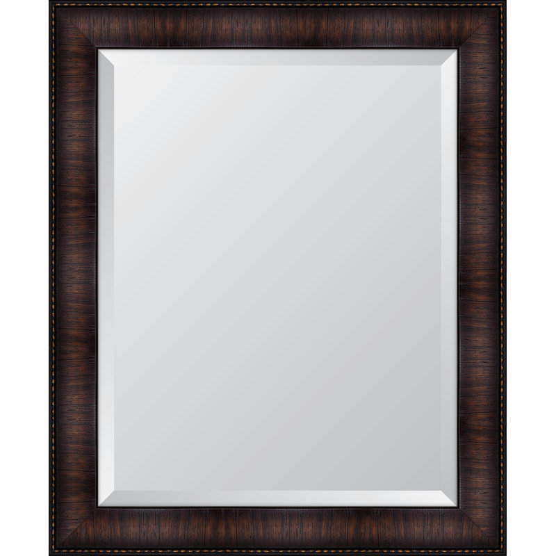 Miroir mural à cadre en résine, H 34 po x l 28 po, Noyer