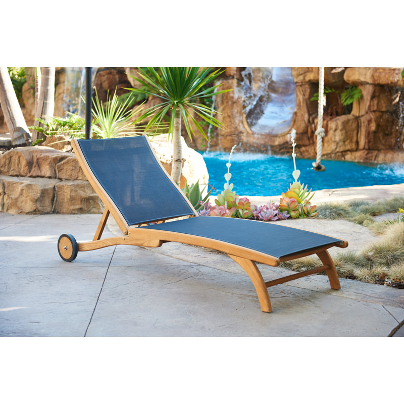 Tolya 78.75'' Long Reclining Teak Single Chaise, White