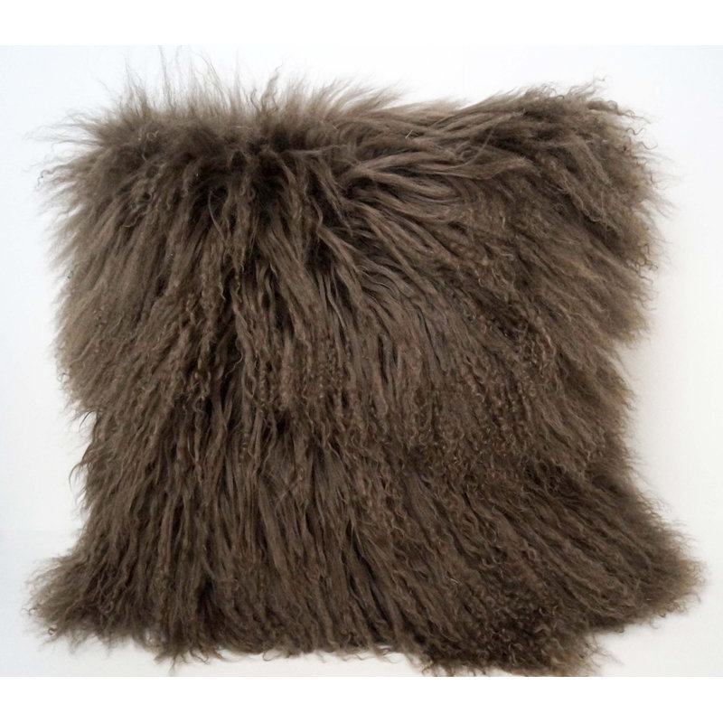 Tibetan Microsuede Throw Pillow, Pewter, 20" x 20", Solid Color