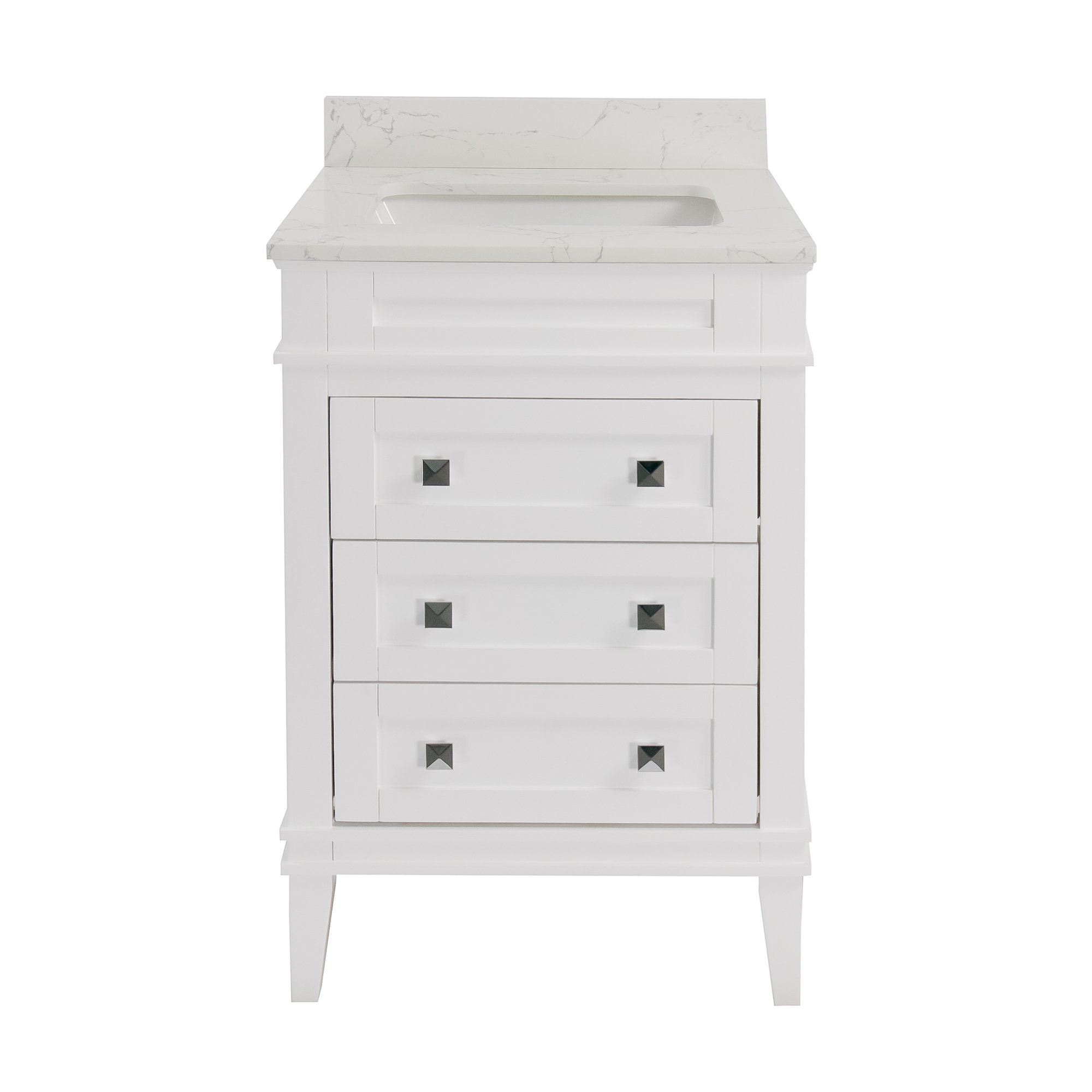 Frankfurt 24'' Single Bathroom Vanity, Engineered Marble, White