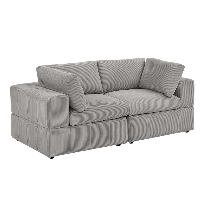 Aronas 79'' Corduroy Loveseat, Light Gray