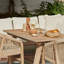 Wooden Garden Corner Dining Sofa Set with 2 Sand Cushioned Chairs-832768073