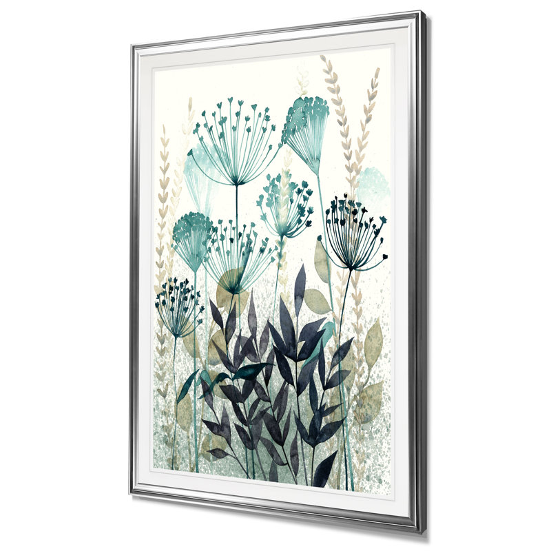 Allayed Floral II - reproduction sur toile, H 24 po x l 20 po x 1,5 po, Cadre argenté