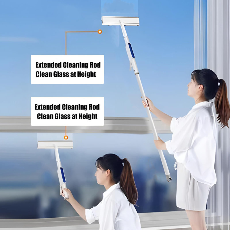 Window Mirror Squeegee Double-Sided Spray Expansion Window Cleaner with Long Handle