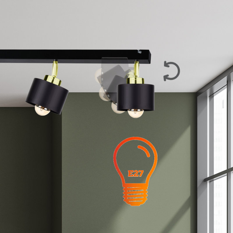 Jumanah Ceiling Spotlight, Black, Black/Gold