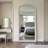 Beaded Arched White Wood Full Length Mirror