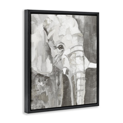 «Rustic Abstract Elephant», art mural encadré par flotteur