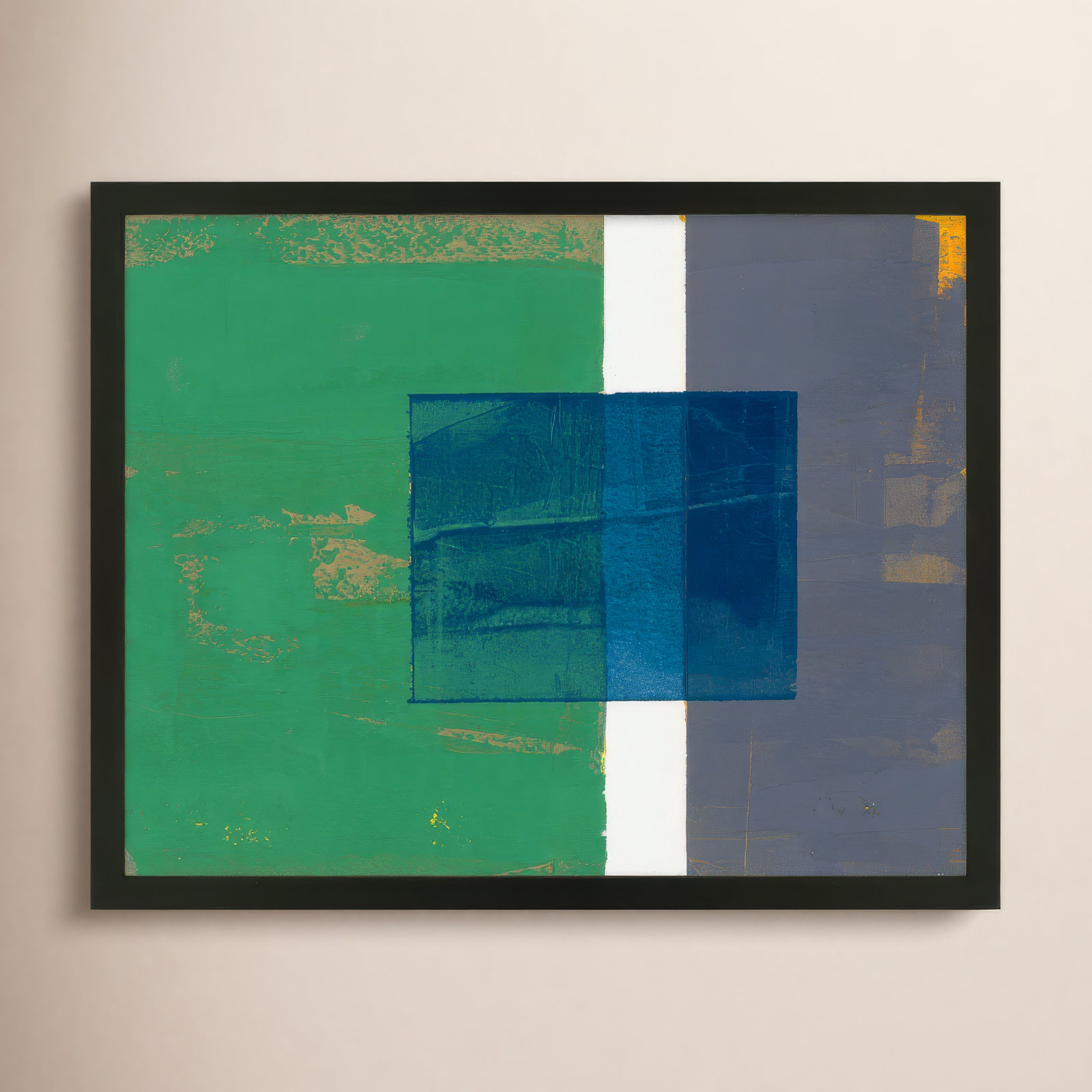 Bold In Blue 1 by Andrea Stokes, Black Framed, 16" H x 20" W x 1.38" D