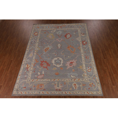 Vegetable Dye Gray Oushak Turkish Area Rug 9x12