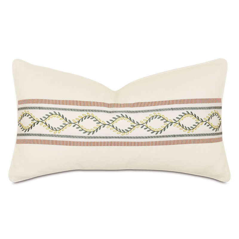 Marguerite Embroidered Linen Throw Pillow