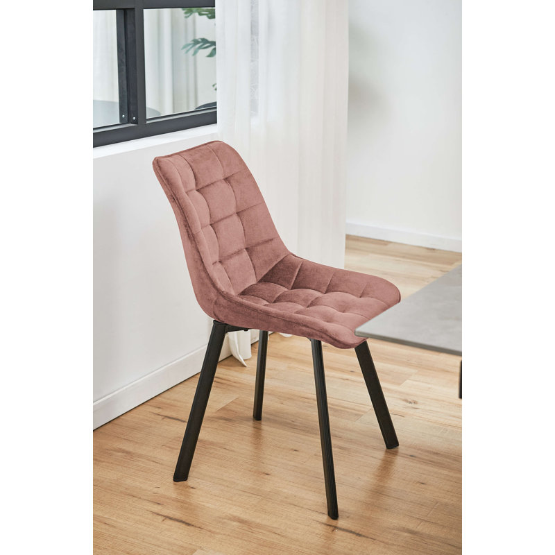 Beallsville 47cm H Tufted Velvet Upholstered Upholstered Back Side Chair in Pink