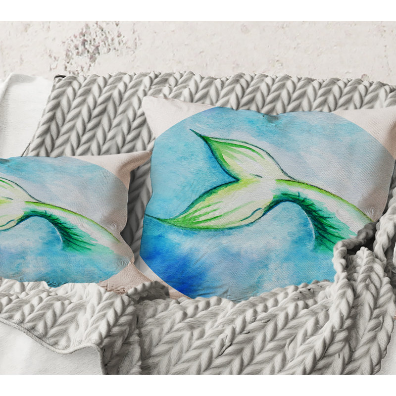 Carré, queue de sirène - coussin décoratif nautique et côtier, 16" x 16"
