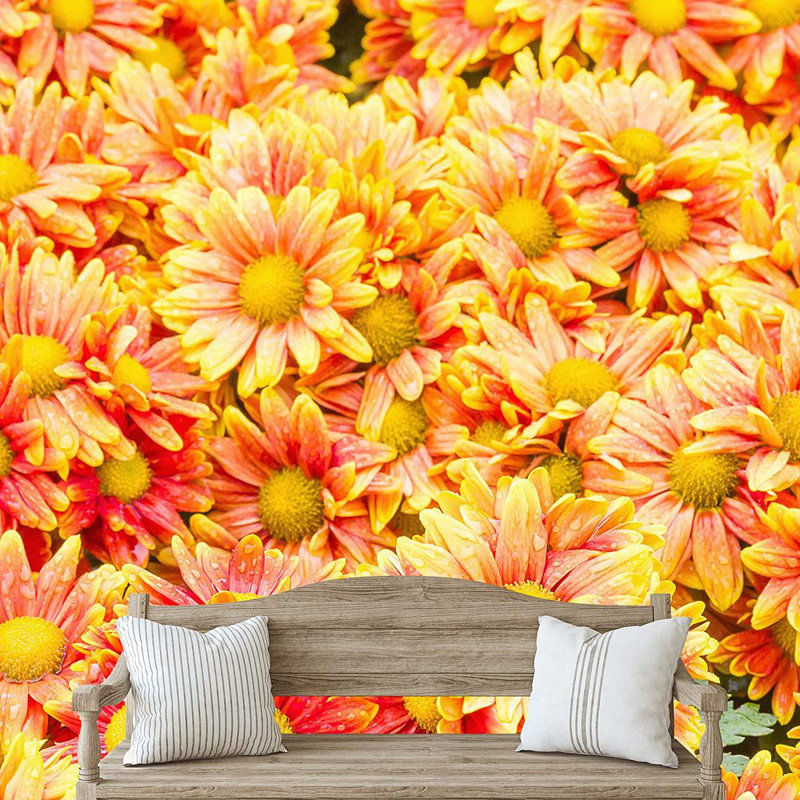 Murale fleurs de marguerite, L 66 po x l 96 po