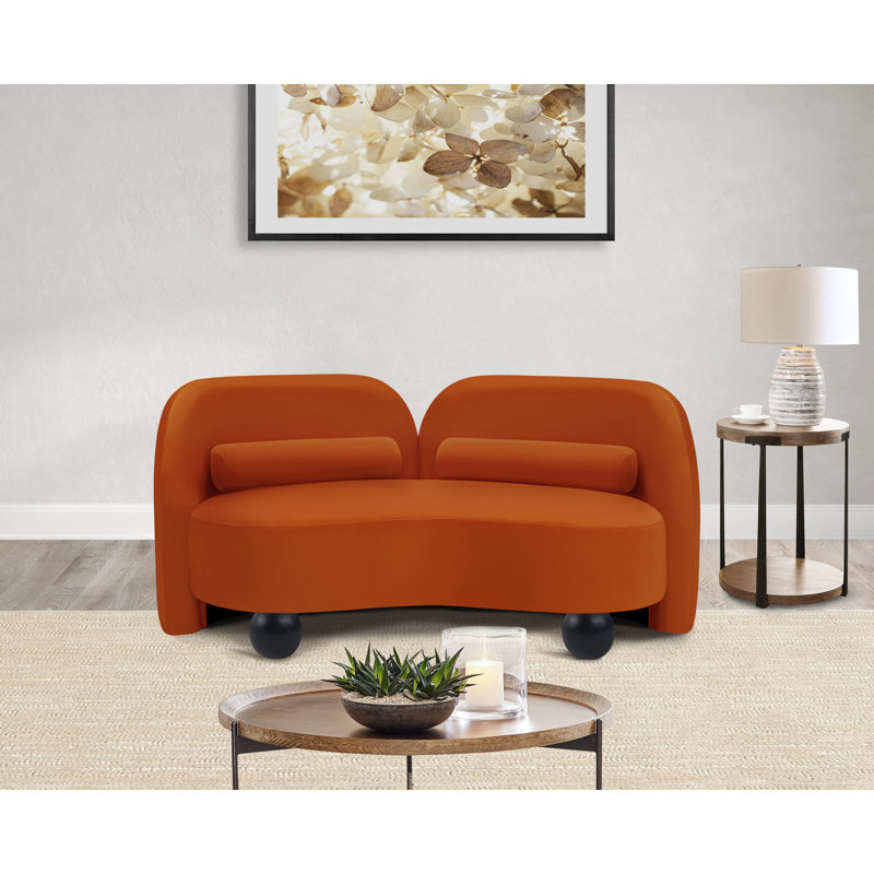 Daphne Upholstered Loveseat, Cognac Velvet