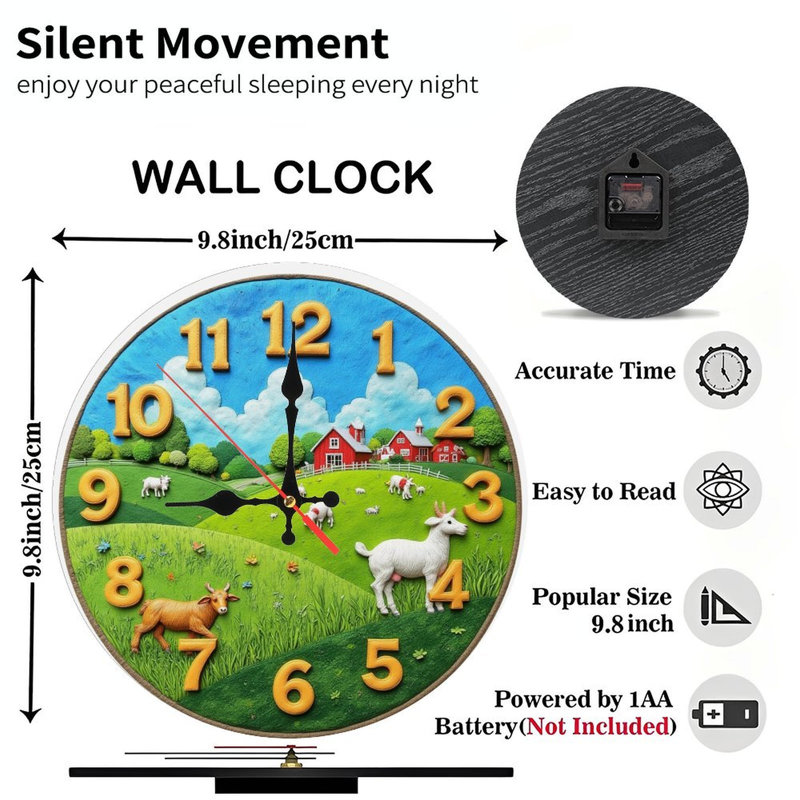 horloge de scène de ferme campagne rustique chèvre mouton