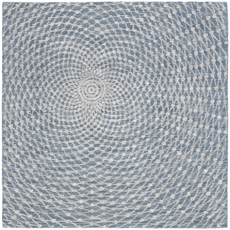 Metro Hand Tufted Wool/Cotton Abstract Rug in Beige/Gray, Square 6'