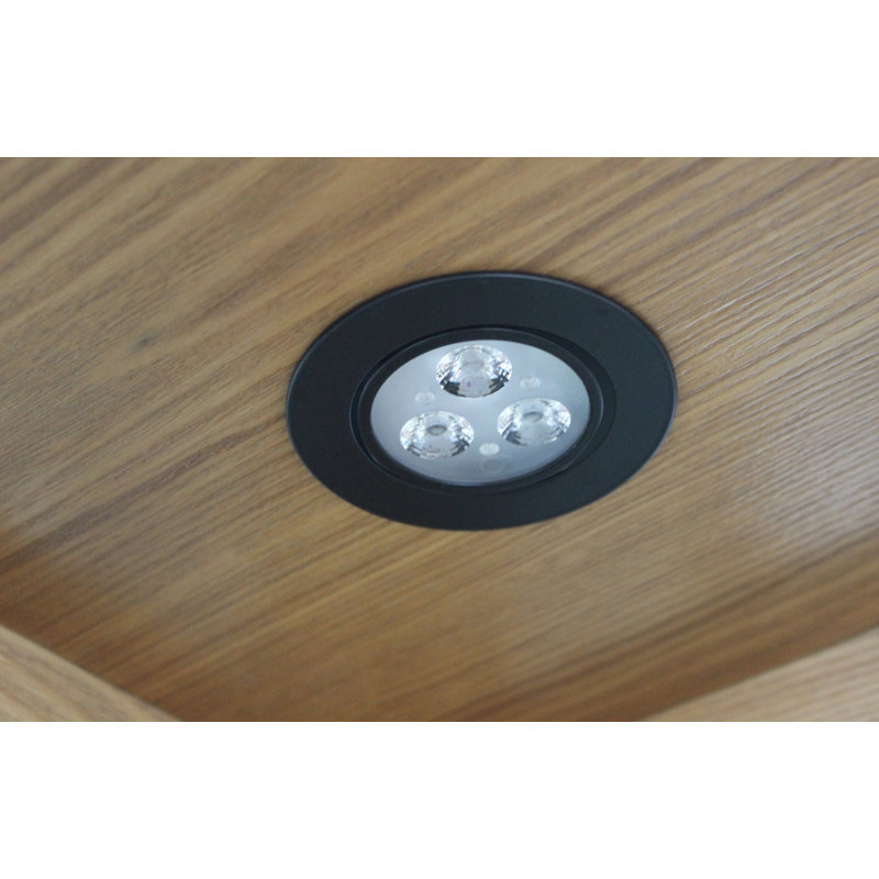 Armoire de sol vitrée lumineuse pour angle à 5 côtés fixée au mur Clayborne, Chêne