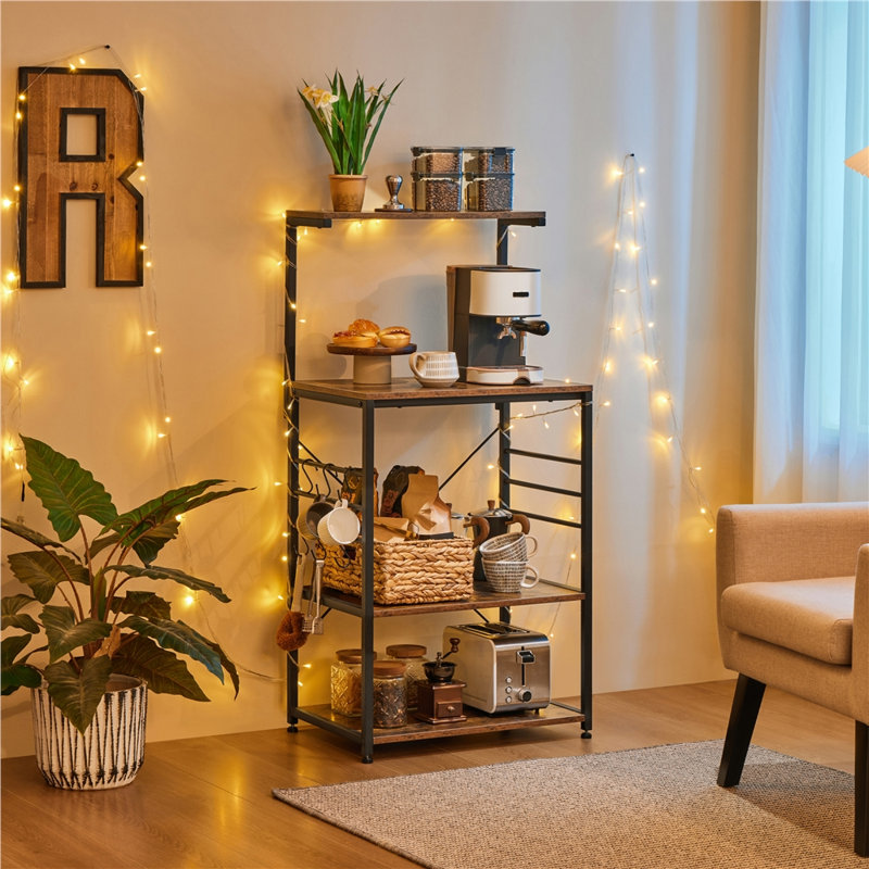 Étagère de boulanger standard 24 po Kadra compatible avec les micro-ondes, Brun rustique