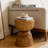 Solid Wood Sculptural Hourglass Shape End Table
