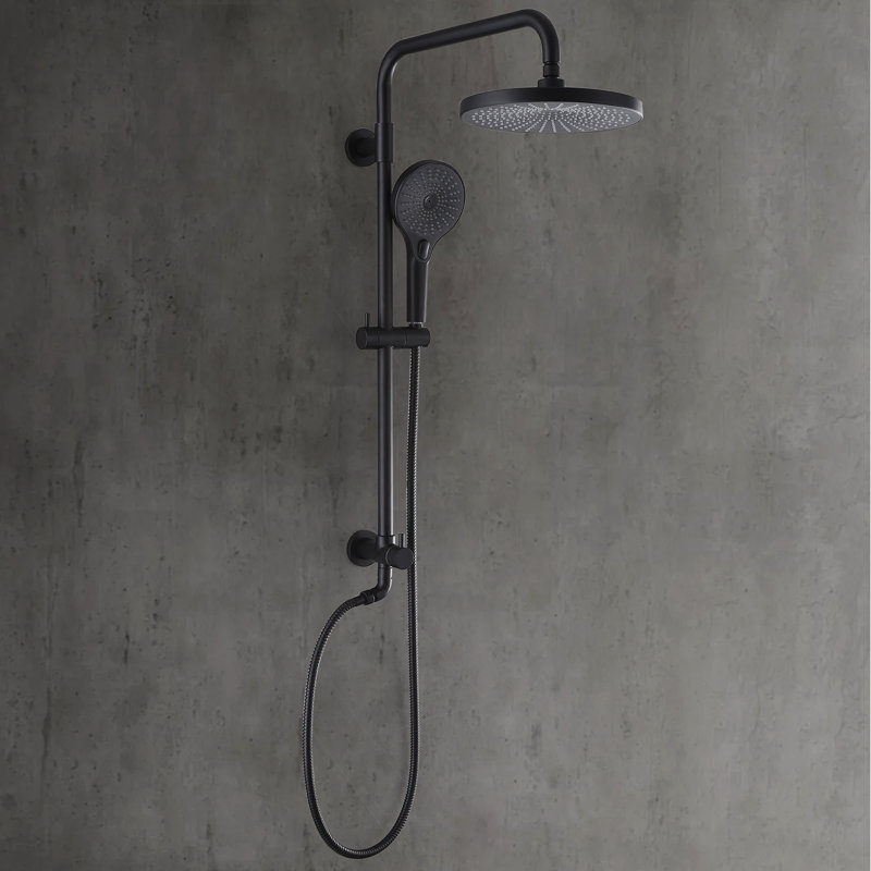 Pomme de douche à effet pluie 10 po avec douchette à 3 fonctions et douchette double avec support réglable en hauteur