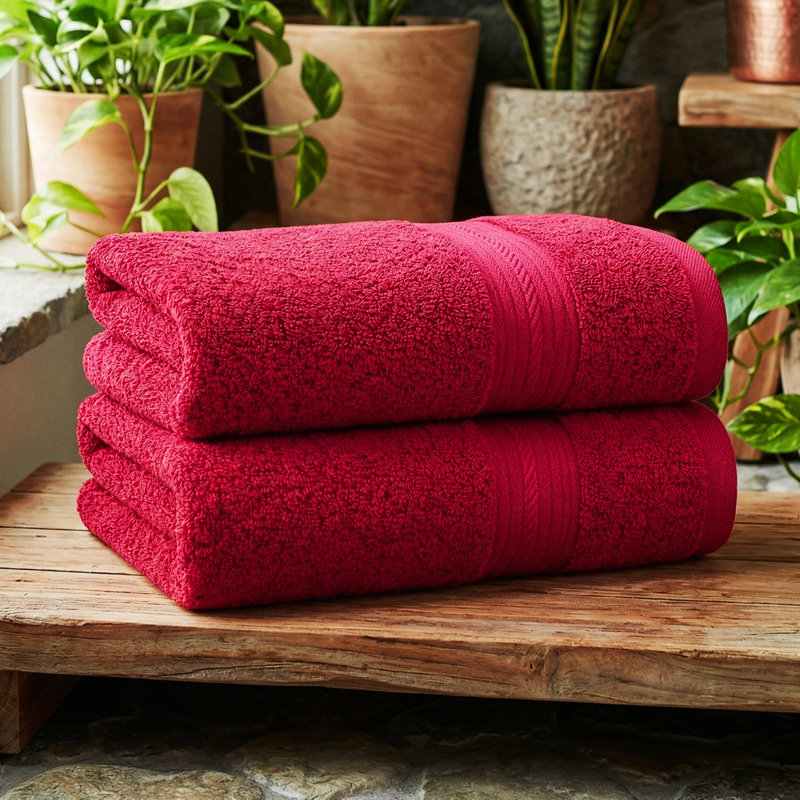 Hand Towels 100% Cotton 600 GSM Absorbent Quick Drying , Red