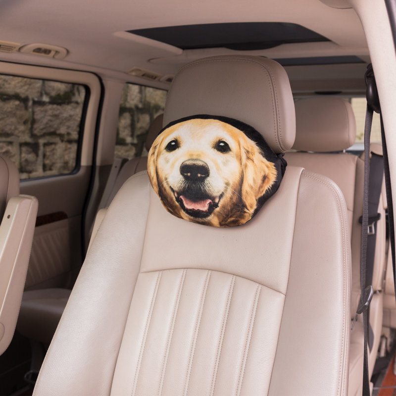 Coussin de tête de voiture mignon avec tête d'animal pour la conduite avec sangle