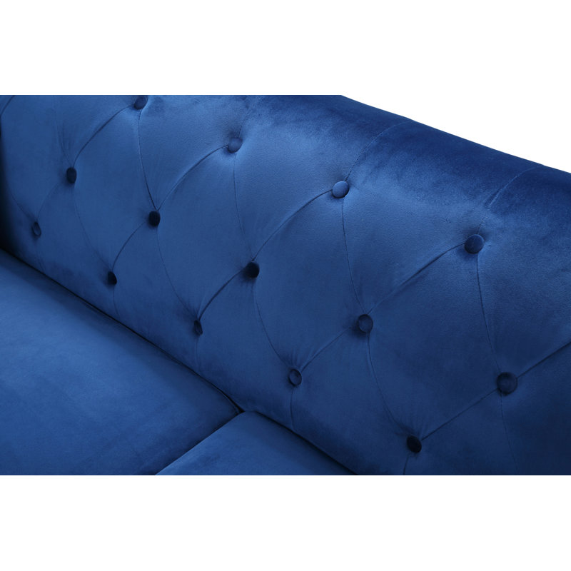 Emmerich Pompano Mid Century Velvet Sofa, Blue