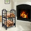 Double-Layer Metal Firewood Rack with Tools-1060657988