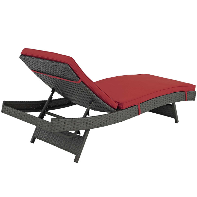 Modway Stopover Outdoor Patio Sunbrella Chaise, Red