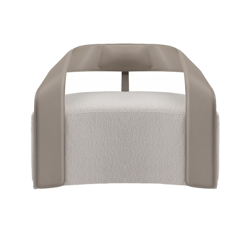 Fauteuil d'appoint à oreilles Elaris Relax - Mélange de cuir et de tissu avec base en métal