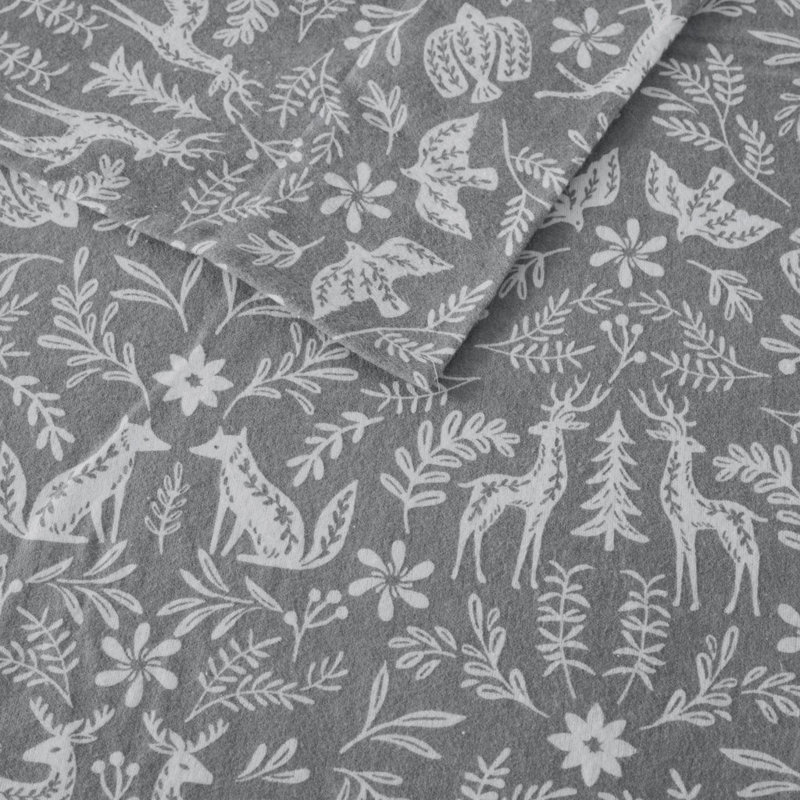 Ensemble de draps 4 pièces Gracie Mills, Ensemble de draps pour grand lit, Imprimé d'animal sauvage sauge