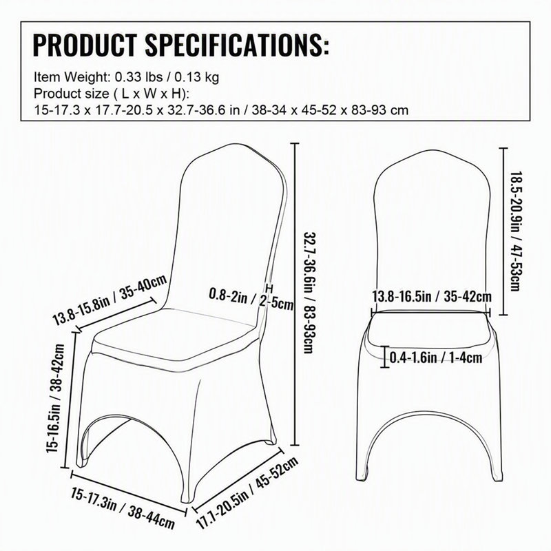 Housses de chaises pliantes extensibles en spandex avec motif arqué pour événements