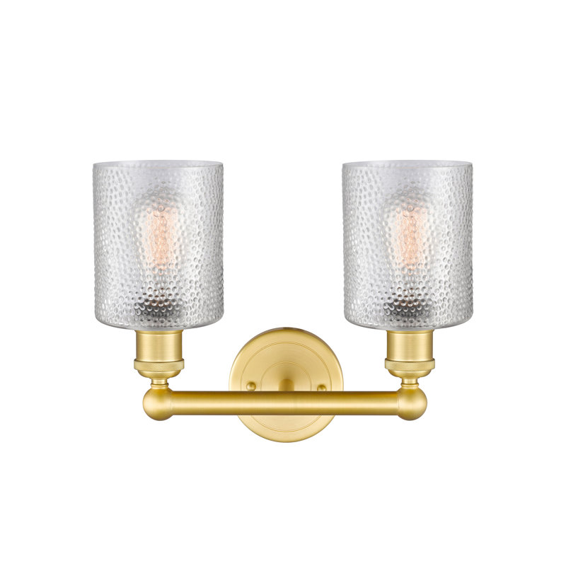 2 - Light Dimmable Vanity Light, Clear, Satin Gold