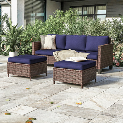 Adewumi 3 Piece Outdoor Conversation Set with Cushions by Ebern Designs