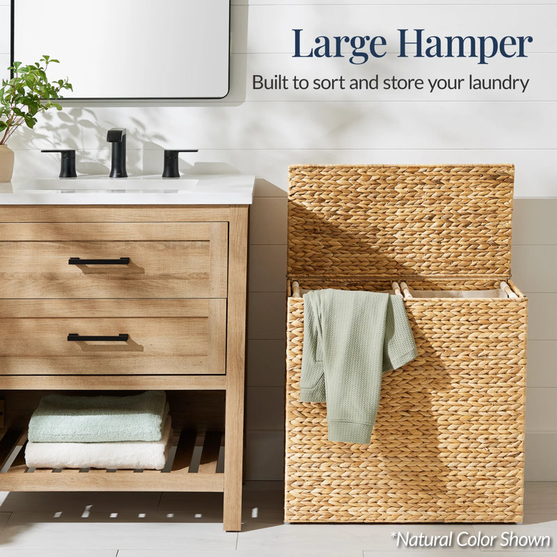 Double Laundry Hamper Basket, Chestnut