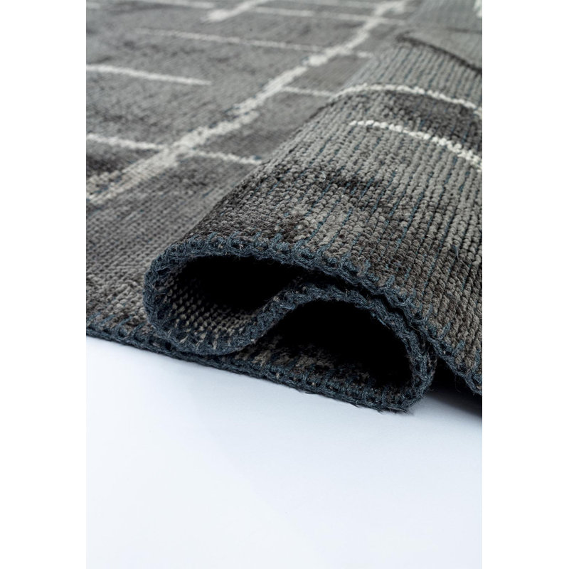 Rapture Abstract Area Rug in Gray, Square 9'