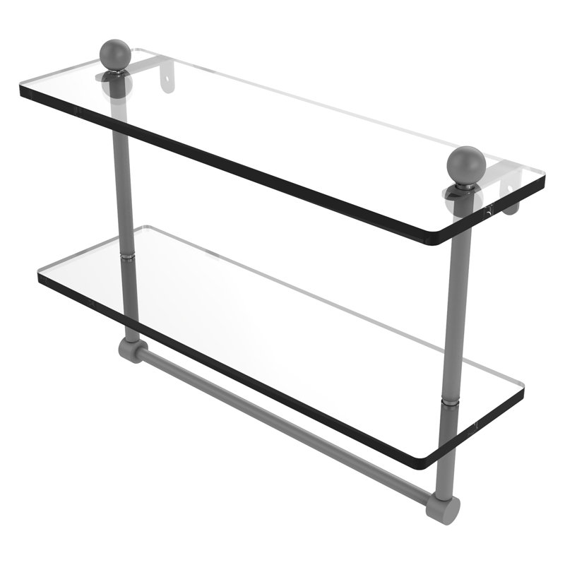 Tablette à 2 niveaux avec barre à serviettes Gober, 16 po, Gris mat