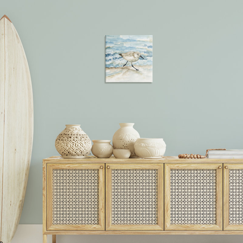 Sandpiper Stride Shore Canvas, design par Nan, H 17 po x l 17 po