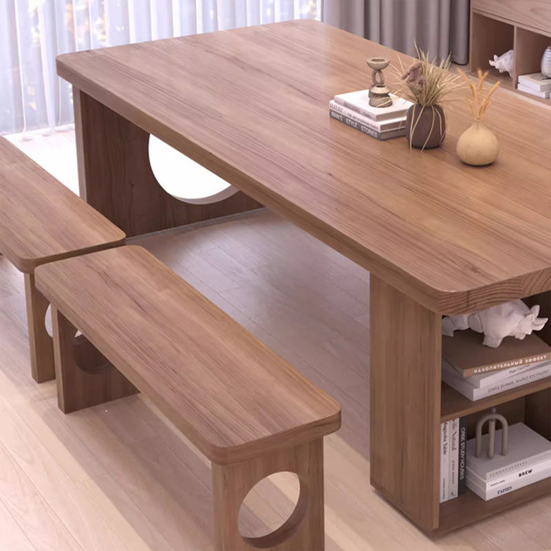 Bureau rectangulaire en bois massif brun clair, H 29,53 po x l 78,74 po x P 31,5 po