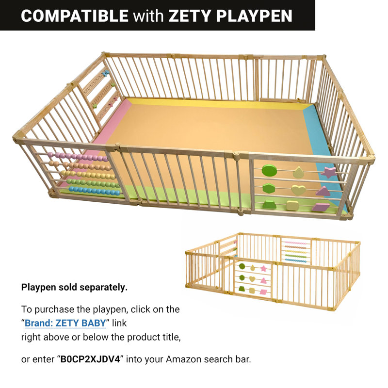 ZETY Tapis de jeu de 91 po x 61 po avec housse amovible en similicuir pour parc de bébé beige, H 1,5 po x L 91 po x l 61 po