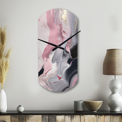 Reproduction d'horloge murale asymétrique en métal rose Windisch