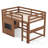 Twin Size Wood Loft Bed Frame With Playful Sliding Chalkboard, Built-in Bookshelf And Safety Rails For Kids Teens, space-saving, Quiet Design, No Spring Mattress Required, Natural-97205933-91007847