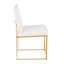 Set of 2 Clean White Faux Leather High Back Dining Chairs, Gold Metal Frame, Contemporary Side Chairs for Kitchen Living Room