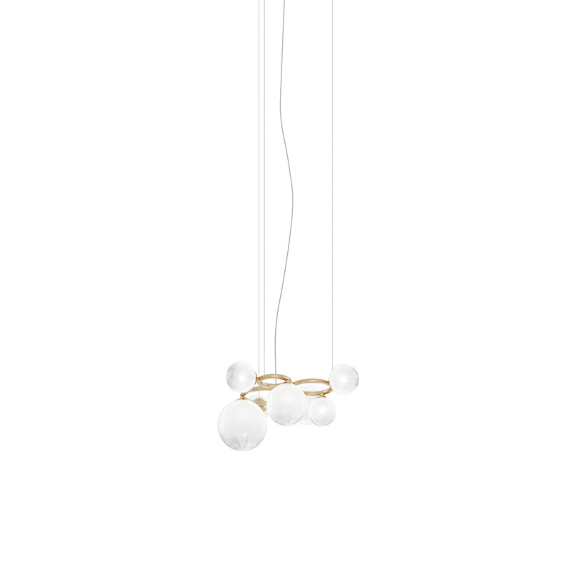 Puppet Ring Suspension 7 White Shaded Matt Gold 3 G9 Ul, Matte Gold, White