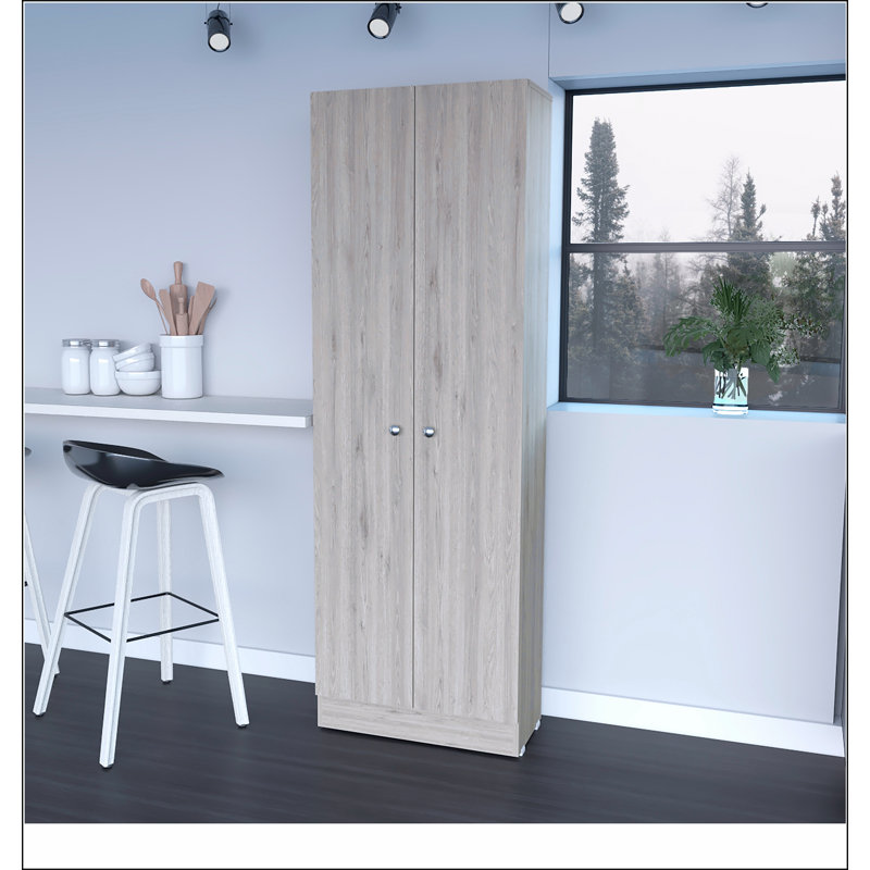 Buxton Rectangle 2-Door Storage Tall Cabinet Light Grey, Light Gray