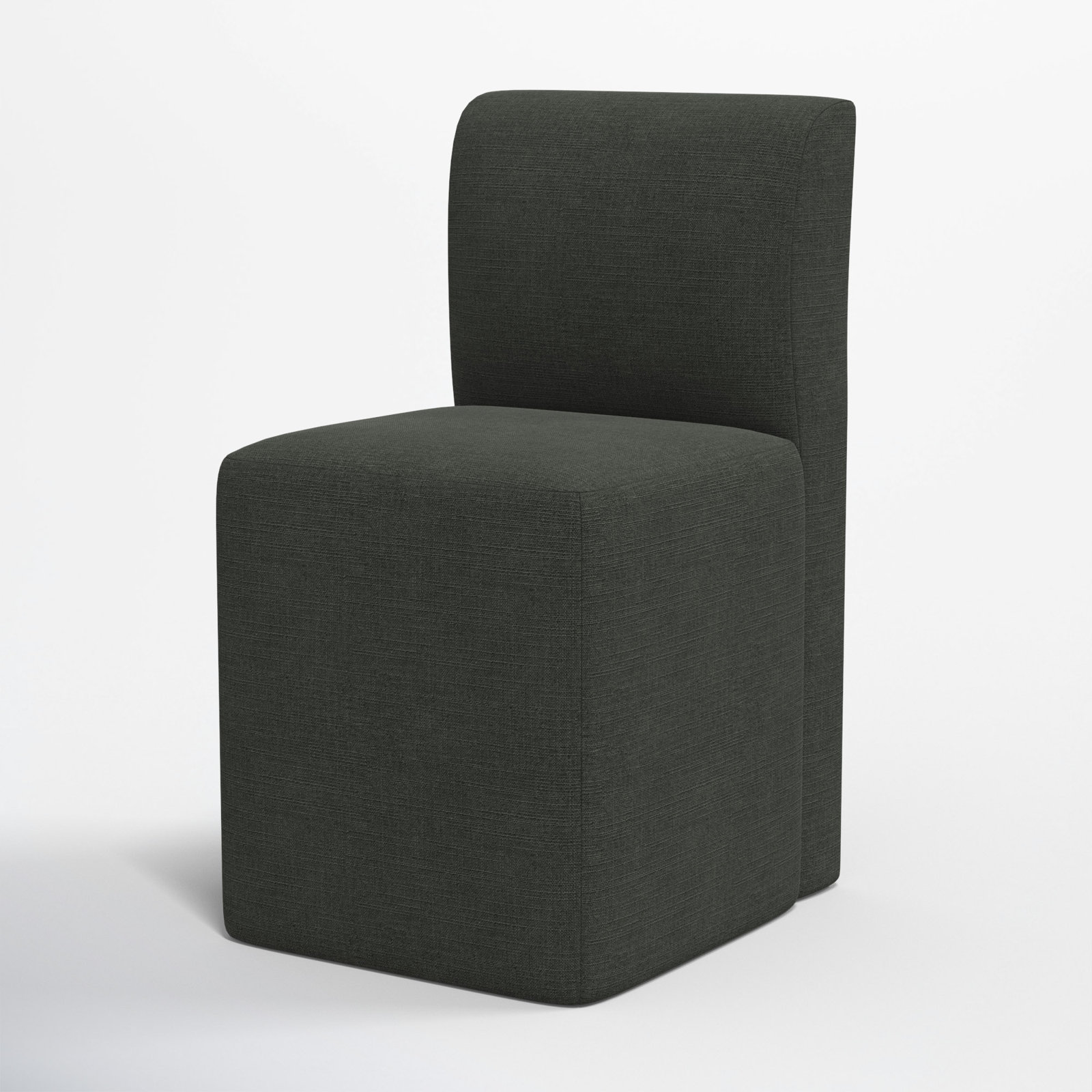 Mendy Upholstered Dining Chair with Casters, Classic Black Linen