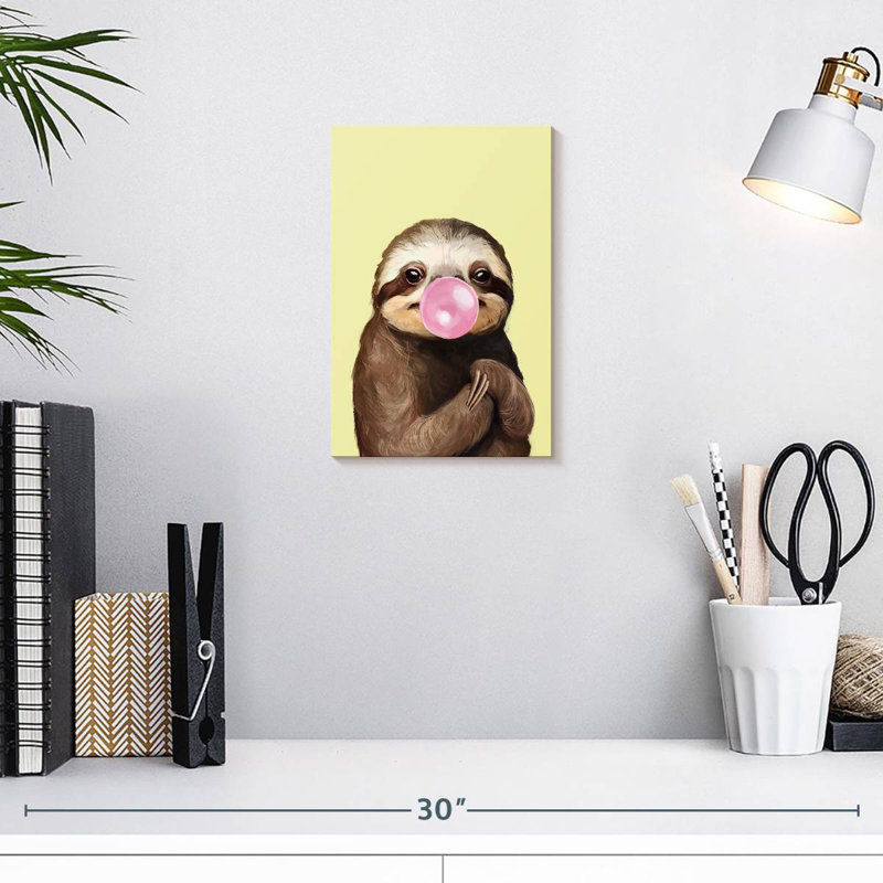 Ketti Bubble Gum Sloth I, 12" H x 8" W