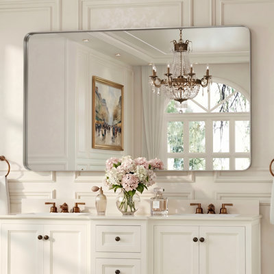 Lunara 1.18" Deep Rounded Corner Rectangular Bathroom Wall Mirror with Premium Tempered Glass & Aluminum Alloy Framed